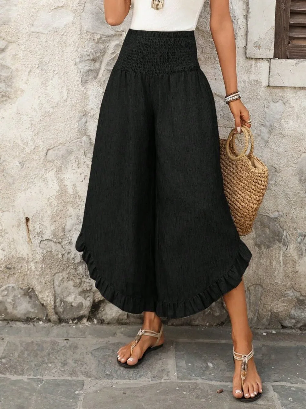 Black Boho Women's Pants